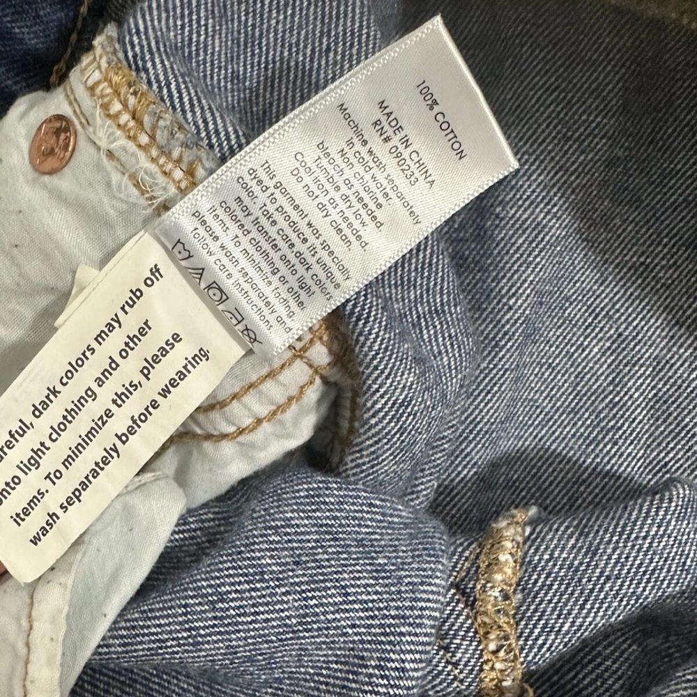 Pacsun Denim Blue Jean MINI skirt Pieced distressed Raw Hem Button fly Sz 25 - Picture 5 of 5